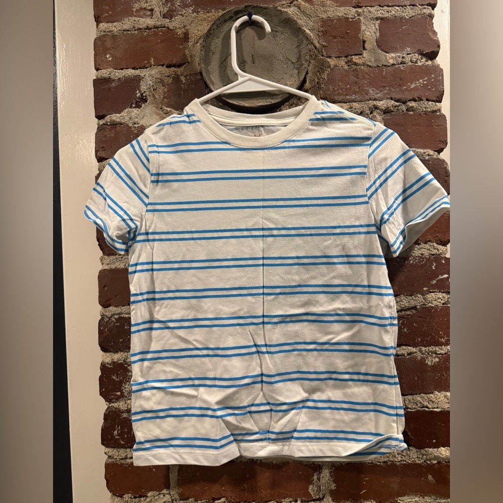 Cat & Jack Blue and White Striped Short Sleeve Tee